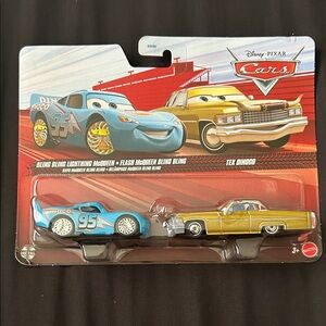 Mattel Cars Lightning McQueen and Tex Dinoco Set - Blue and Gold